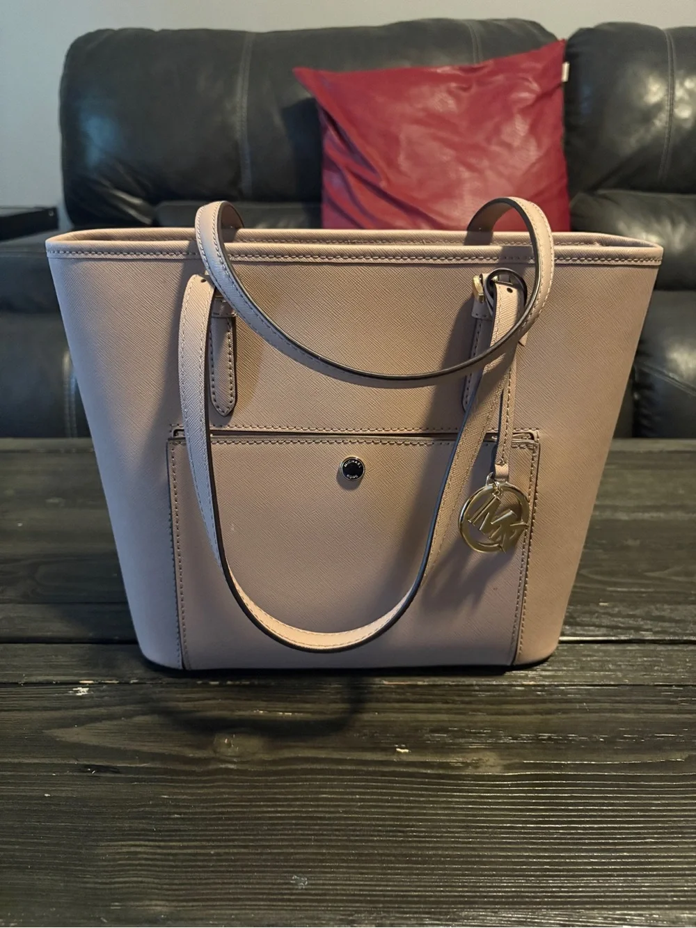 Michael Kors Blush Pink Saffiano Tote with Gold Charm
